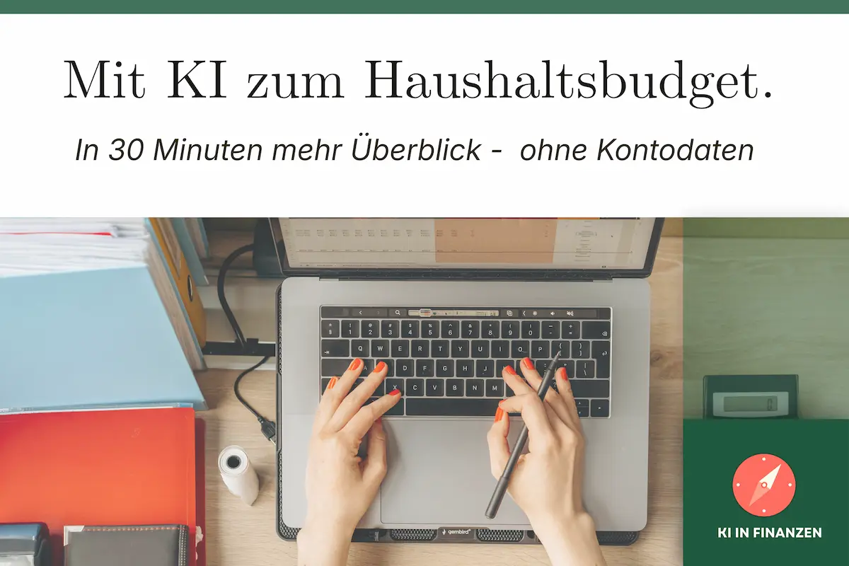 erson plant am Laptop ihr Haushaltsbudget und nutzt Budgetplanung mit KI für mehr finanziellen Überblick.