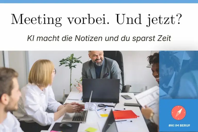 Vier Arbeits-Kollegen sitzen entspannt mit Laptops an einem Konferenztisch. Wer nach dem Termin eine KI Meeting Zusammenfassung nutzt, hat sofort klare To-dos und den Kopf wieder frei.