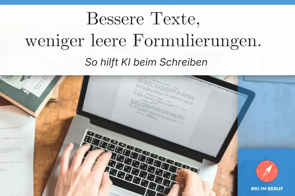KI Texte schreiben leicht gemacht: Person überarbeitet am Laptop einen Text mit KI-Unterstützung.